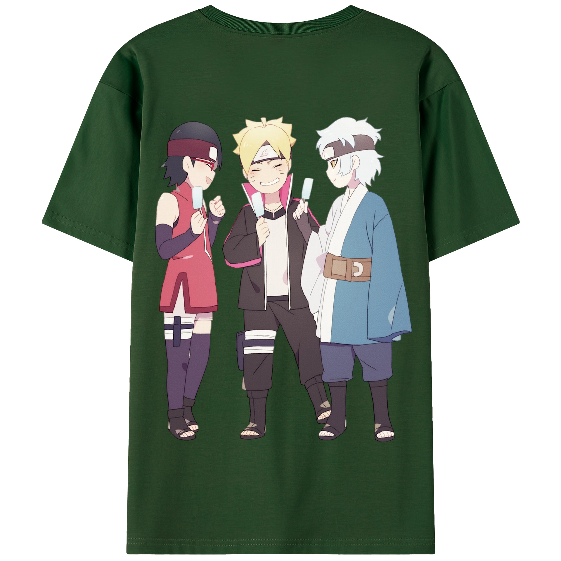 （画像用） NARUTO -ナルト- うちは サラダ Uchiha Sarada 綿100％半袖Tシャツ（背面プリント）